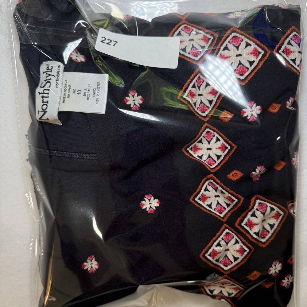 Shift Dress Navy Knee Sleeveless Sz 10 NorthStyle Ethnic Inspired 90's Mom Y2K - Picture 16 of 16